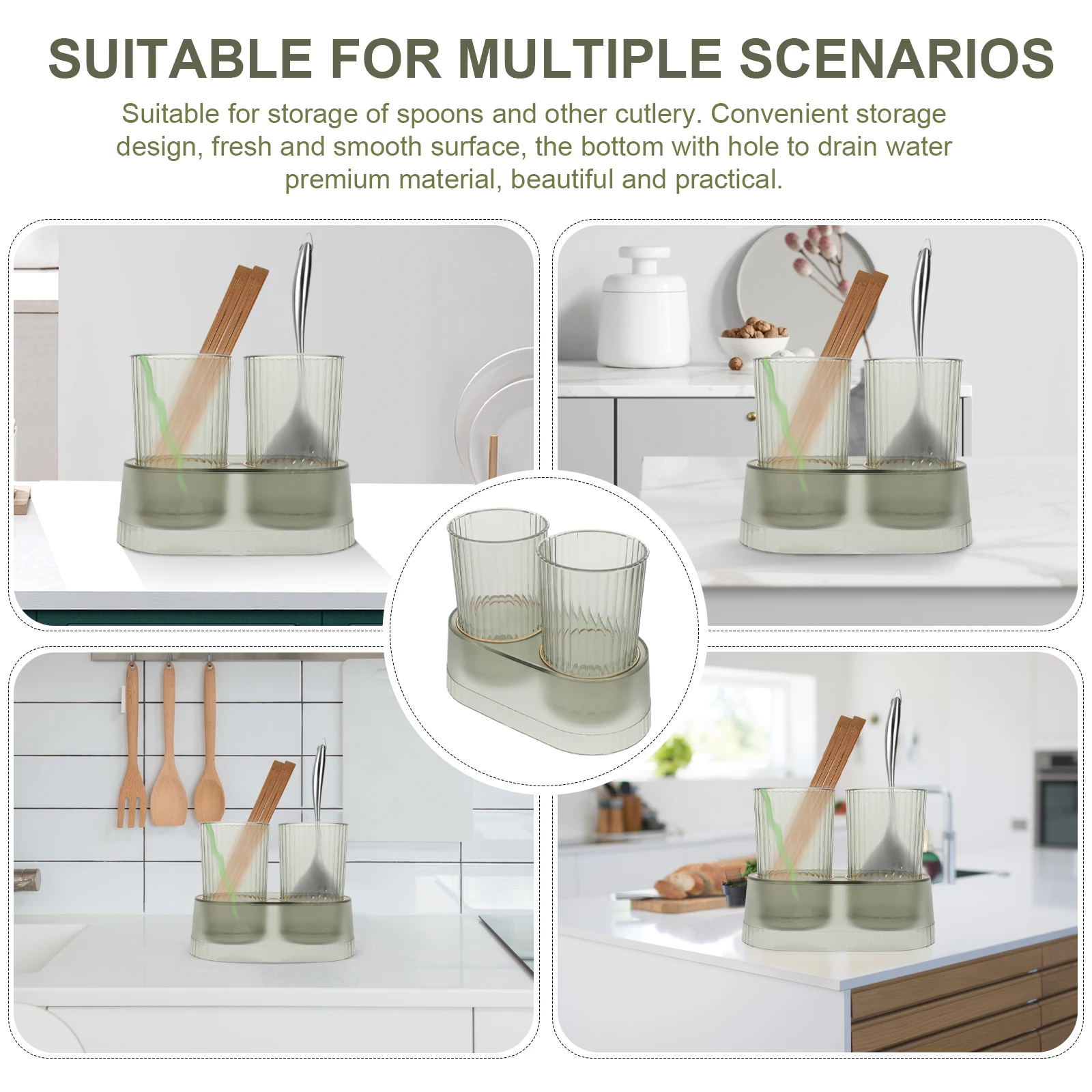 

Chopstick Holder Kitchen Utensils Organizer Container Rack Spoon Fork Storage Modern Drain Holes Dining Table