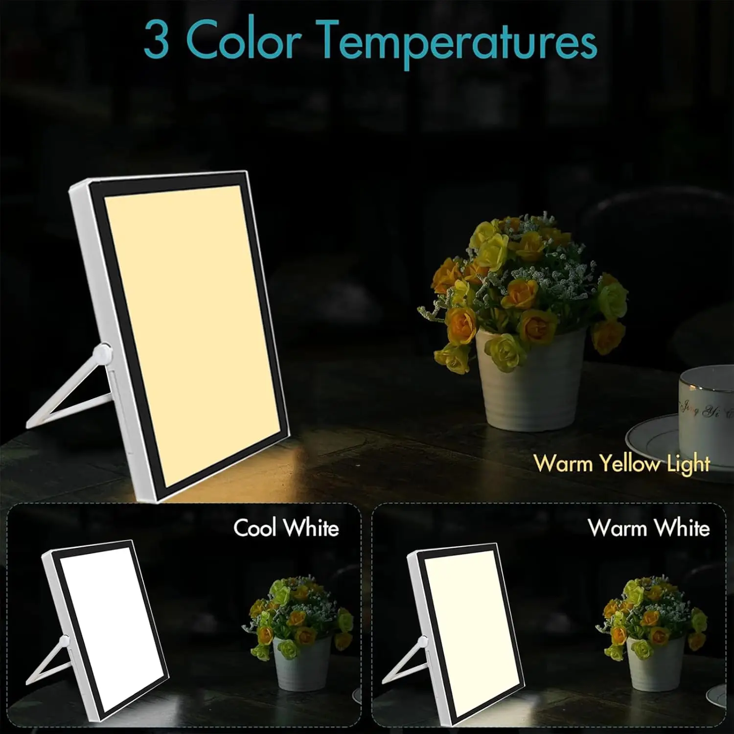 Sad Light Lamp UV-Free Sun Light with 3 Color Temperature Helps Combat Seasonal Affective Disorder with Timer Function for Home