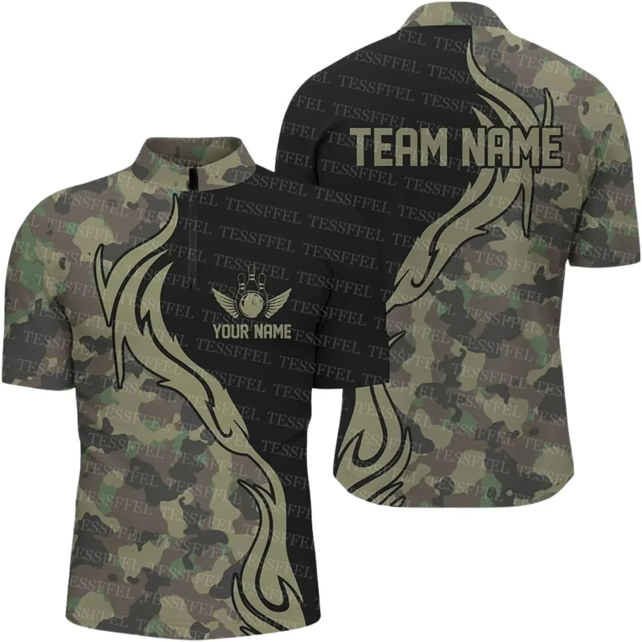 Custom Name Graffiti Flame Strike Bowling Colorful Retro Tattoo Harajuku 3DPrint Casual Unisex Polo Jersey Shirts Short Sleeve 5