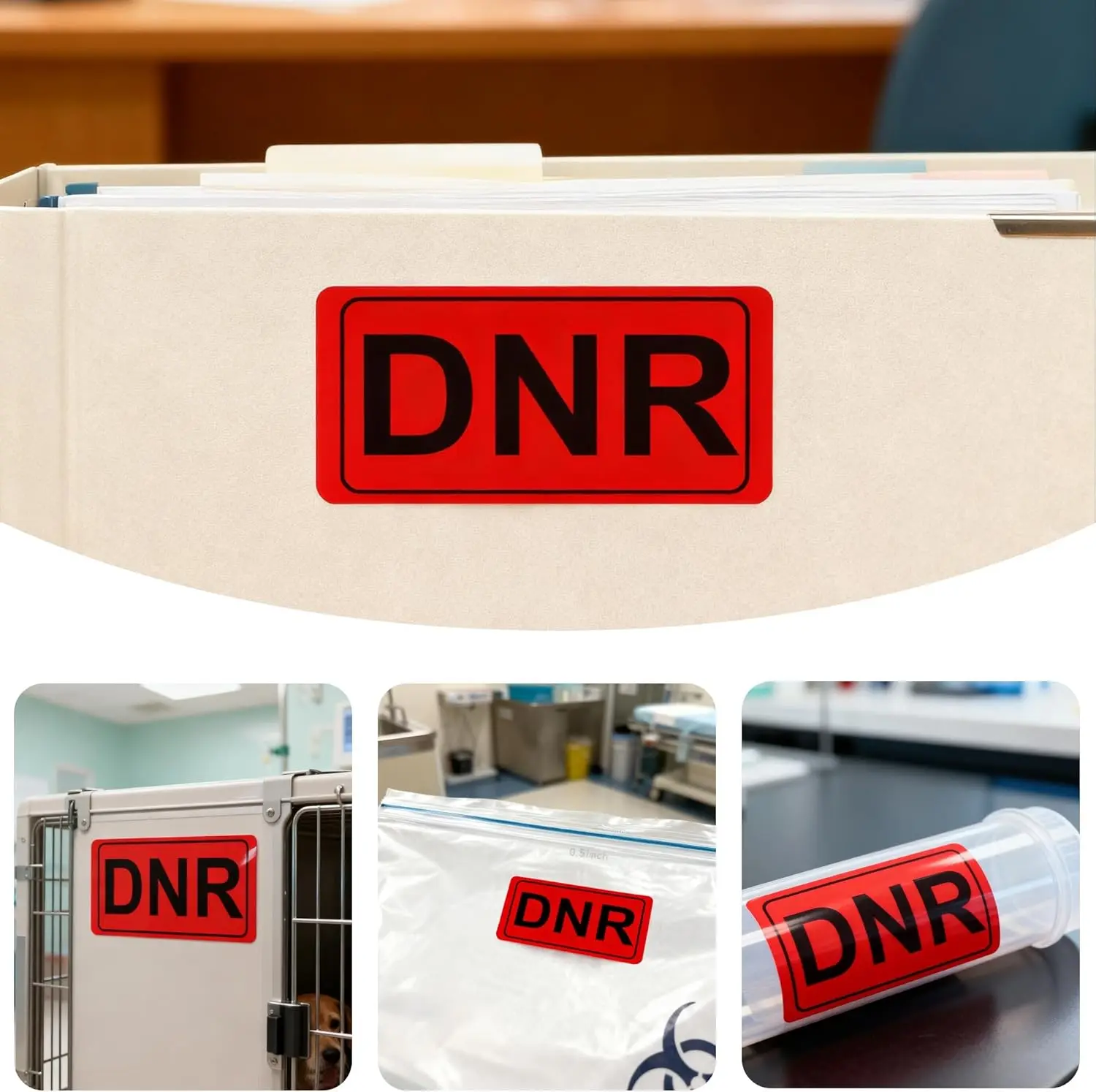 DNR Sticker Labels DO NOT RESUSCITATE for Medical, Veterinarians, 1x2 Inch 500 Pcs/Roll