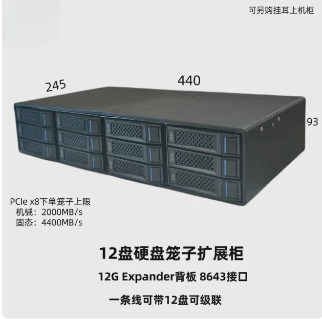 19-Inch 12-Bay Hard Drive Expansion Enclosure Rack Mount Ears, Pair of Mounting Brackets for Server Cabinet/Chassis