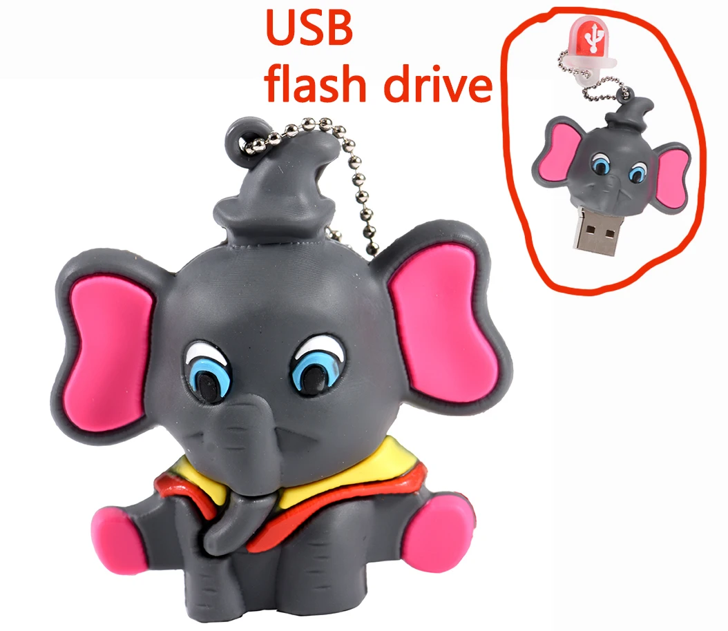 Pink Elephant PVC Cartoon USB flash drive 64GB 128GB high-speed large capacity Pen drive 256GB Mini Pendrive U disk 32GB 16GB 8G