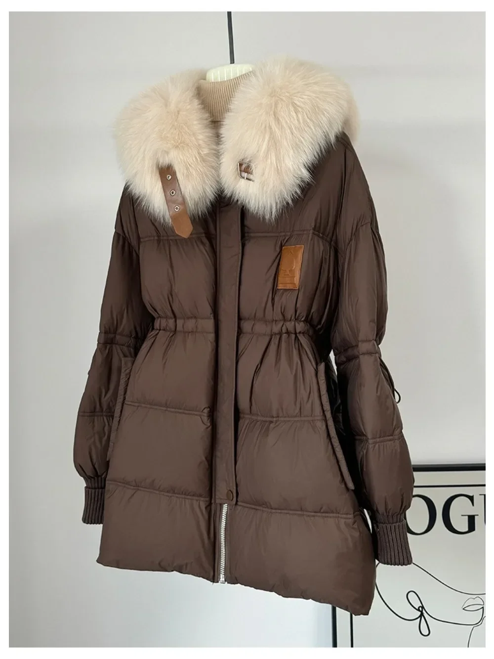 White Goose Down Coats Women Winter Ladies Puffer Jackets Female Loose Warm Outerwear 2024 New Fashion Real Fox Fur Jacket