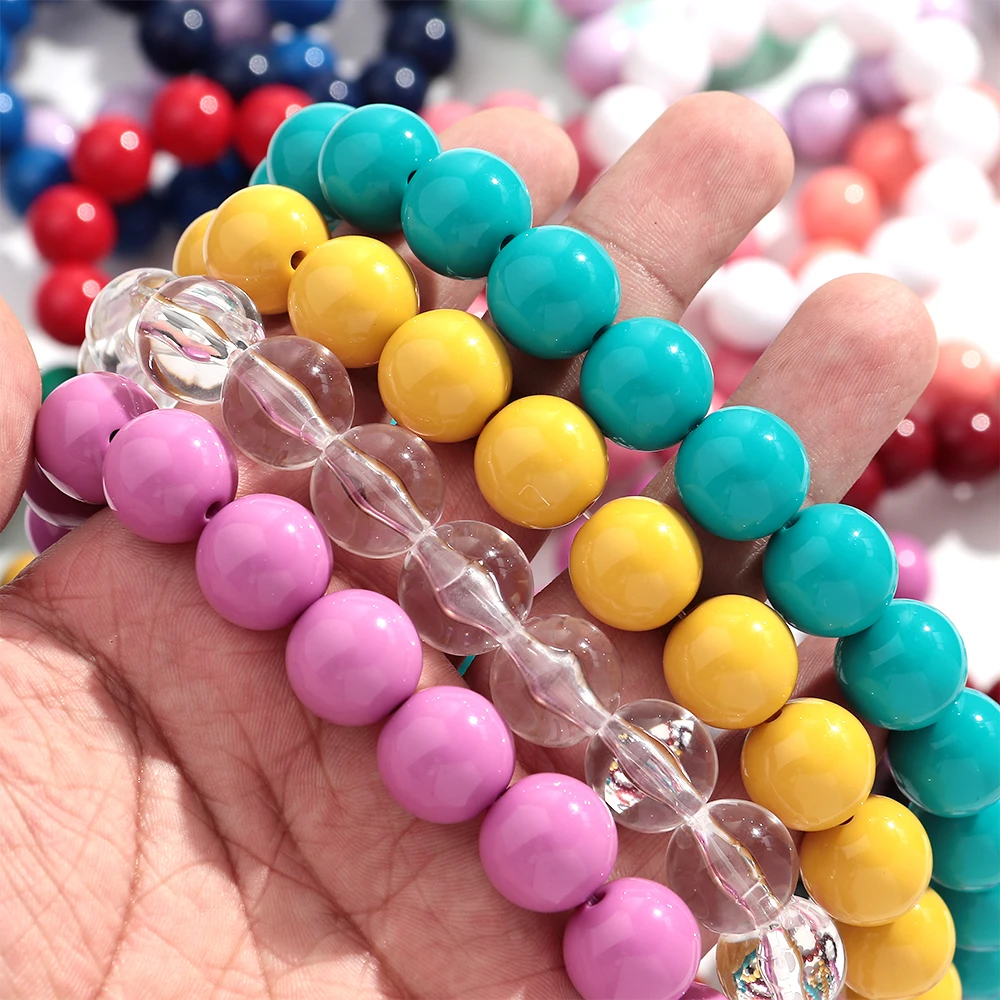 2 Teile/satz Boho Bunte Acryl Runde Perlen Halsband Halskette Armbänder Geometrische Harz Ball Perlen Party Schmuck Set für Frauen Neue – Detail 10