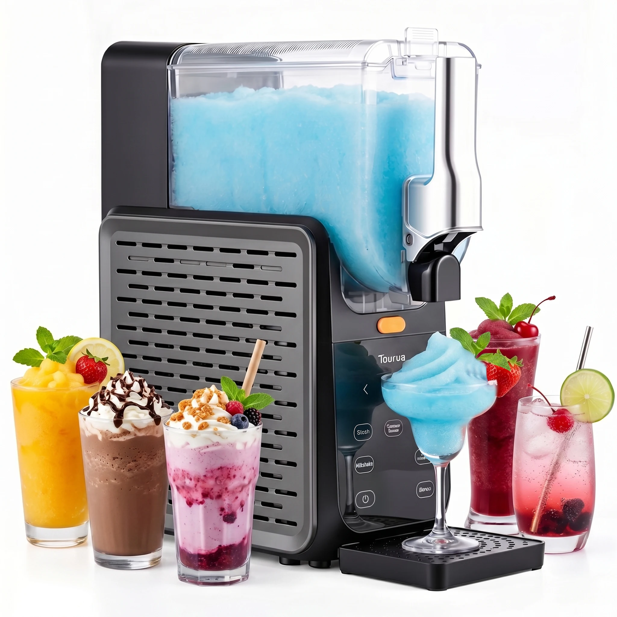 Machine à slush, grand récipient de 2,8 L, refroidissement rapide en 15 min, conservation au froid pendant 24 h, nettoyage automatique à un bouton, 5 programmes, sorbetière multifonctionnelle pour slush, milkshakes et cocktails 1