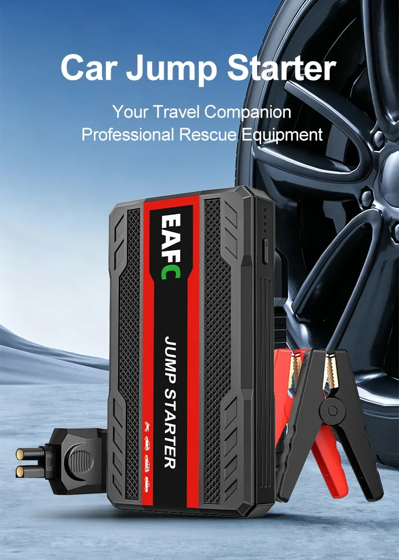 EAFC 600A Spitzenstrom 12V Auto-Starthilfegerät, tragbares Auto-Batterie-Starthilfegerät mit LED-Notlicht und USB-Powerbank für 3,0-Liter-Benzinfahrzeuge, Motorräder, SUVs, Pickups. – Detail 1