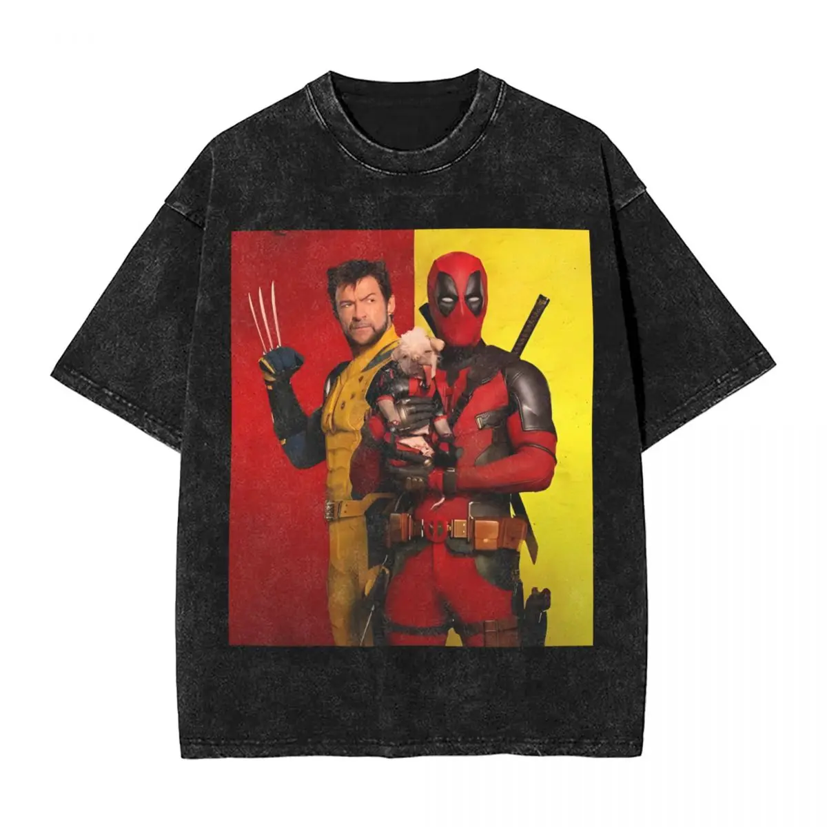 Deadpool And Wolverine T Shirts Hip Hop Washed Short Sleeve Street T-Shirt Dogpool Fashion Men Women Tops Streetwear Summer Tees