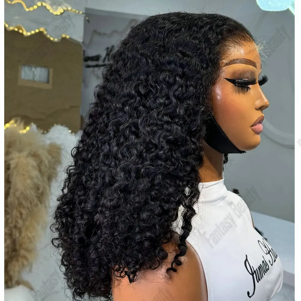 

1#Jet Black Natural Hairline Kinky Curly13x6Lace Front Wig Human Hair for Black Women PrePlucked Full Lace Wig Glueless Remy Hai