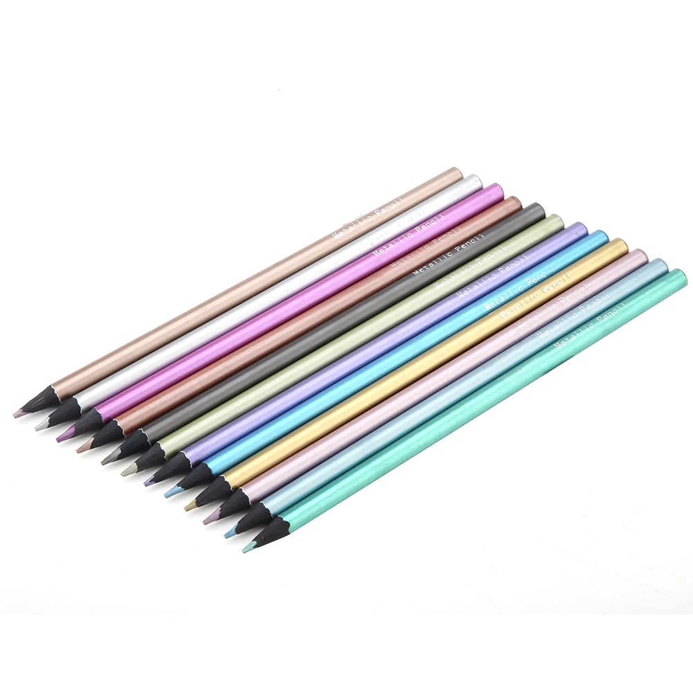 Metallic Color Pencils Easy To Sharpen 12 Colors Environmentally Friendly  Drawing Art Colored Set for Coloring Books