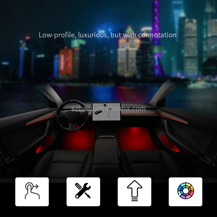 CAR LED Ambient Lighting Kit for Car Interior Car Atmosphere Lighting System Auto Interior Ambient Light for for tesla Model 3