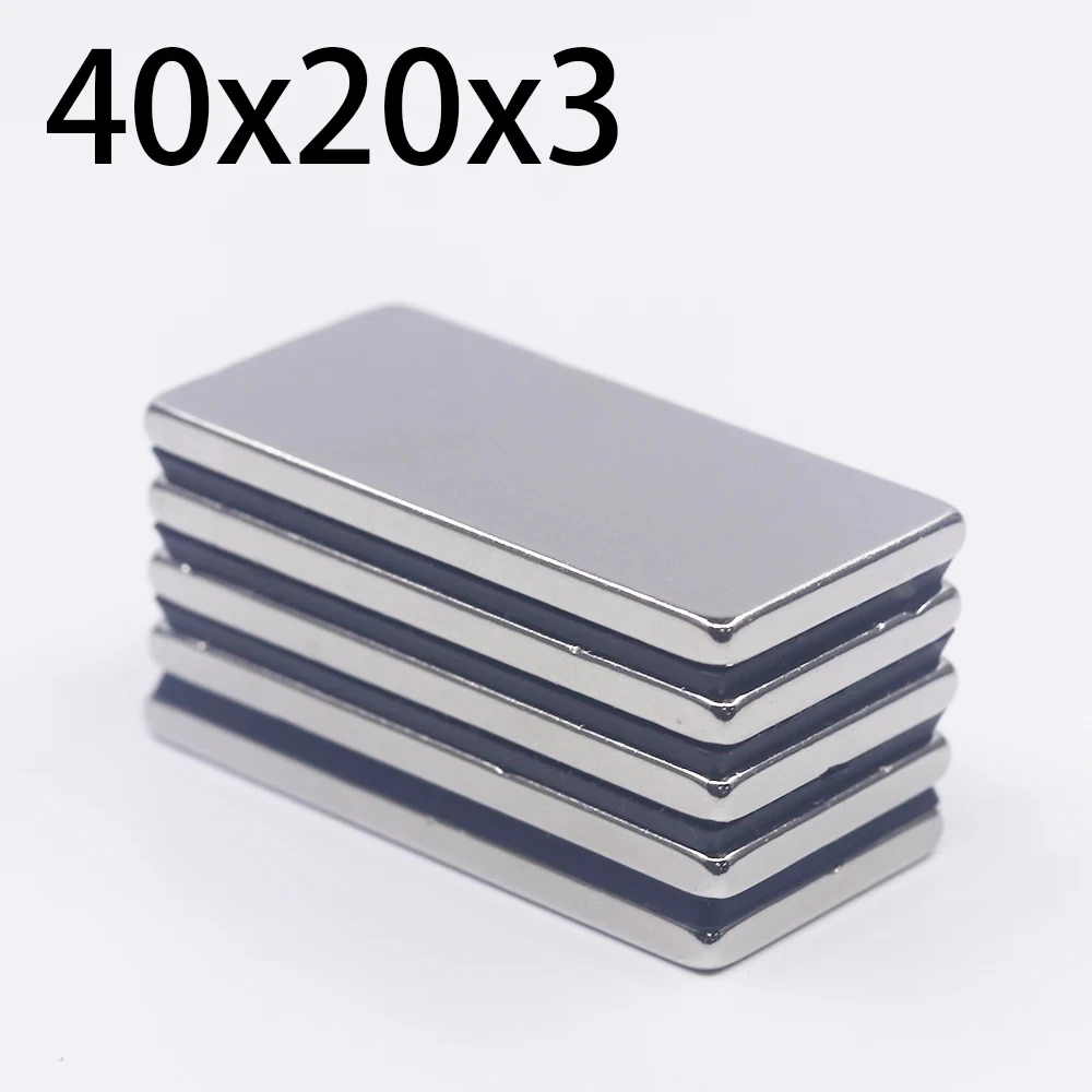 1/2/5/10/20Pcs 40x20x3 Neodymium Magnet 40mm x 20mm x 3mm N35 NdFeB Block Super Powerful Strong Permanent Magnetic imanes