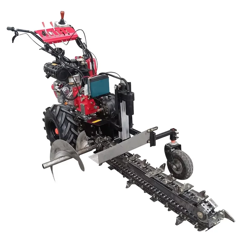 12馬力ディーゼルマイクロ耕運機 小型手持ち式チェーン式土壌耕作溝堀機 農業用ゴム機械