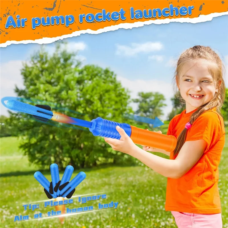 Handheld Rocket Launcher With 4Pcs Foam Rockets, Launch Up To 50 Feet Range, Fun Outdoor Gift For Boys And Girls
