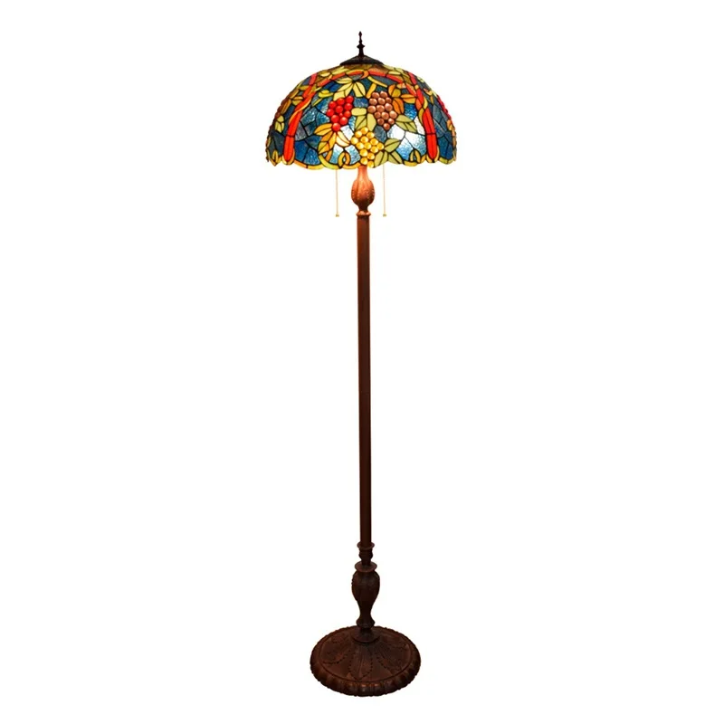 

Guest Restaurant Floor Floor Lamp Bar American Decorative Stained Glass Grape Fruit Lamp
