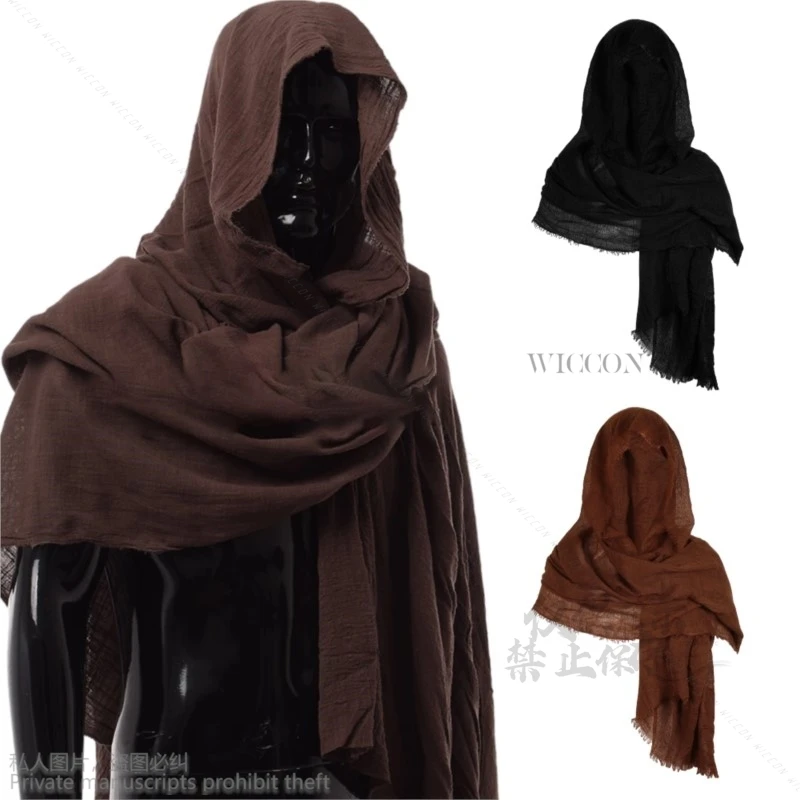 Anime Cosplay Men's Medieval Y2K Retro Hood Scarf Black Brown Wrap Cloak Renaissance Halloween Masquerade Costume Shoulder Cos