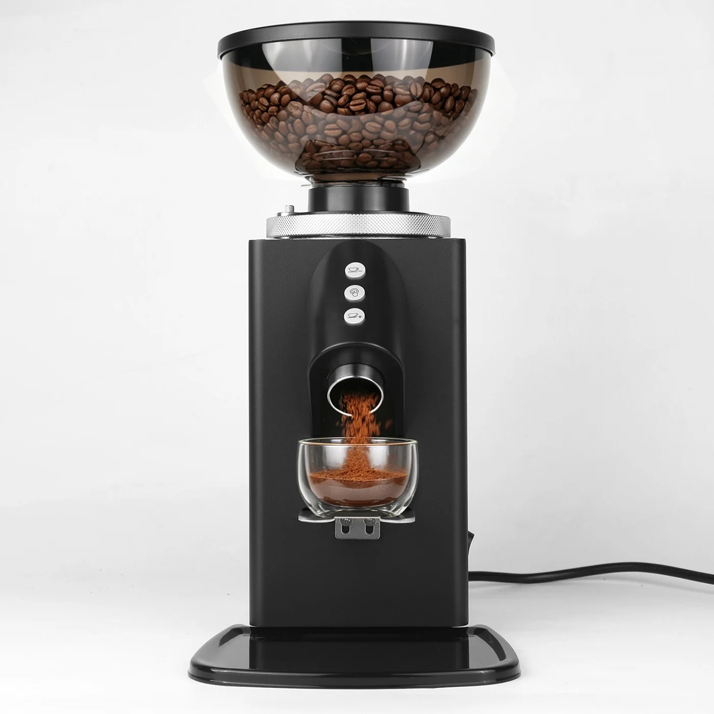 High Precision Mini Automatic Coffee Grinder 60mm Stainless Steel Flat Burr Touch Screen Timing Quantitative Grinding