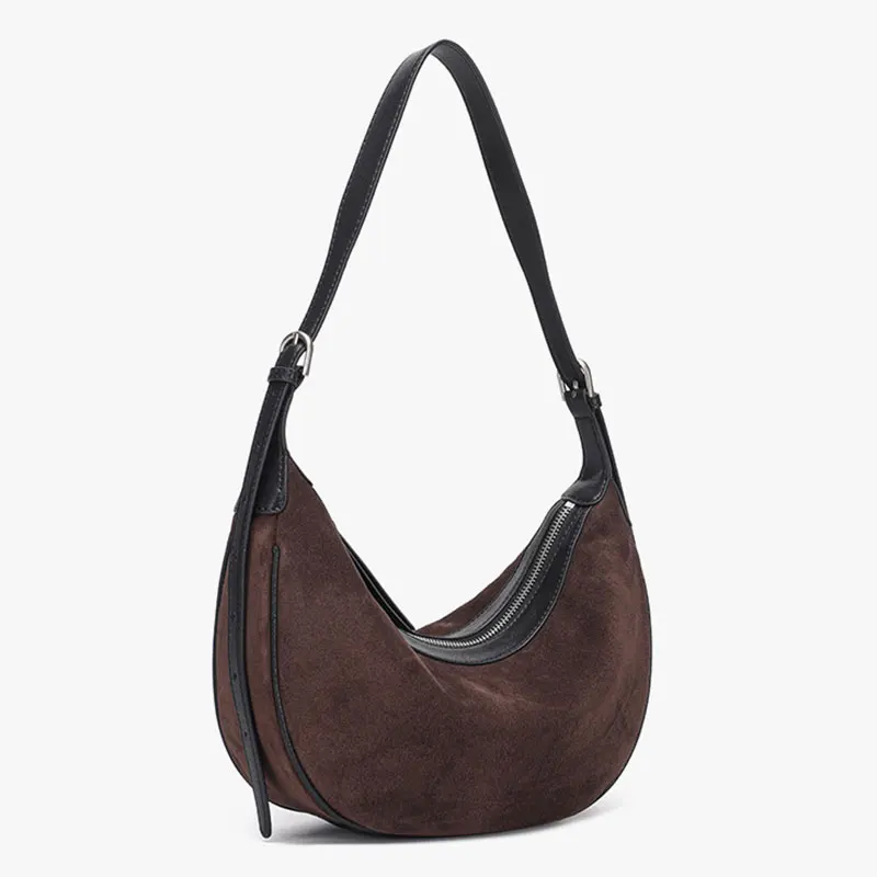 2026 Borsa delle nuove donne Borse a tracolla da donna in pelle scamosciata di design di lusso Borse Hobos femminili in pelle bovina smerigliata alla moda