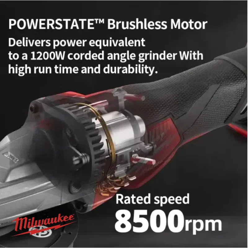 ميلووكي زاوية طاحونة 125 مللي متر تلميع آلة قطع طاحونة مجداف التبديل لا قفل عالية الطاقة الكهربائية اللاسلكية أدوات كهربائية #2