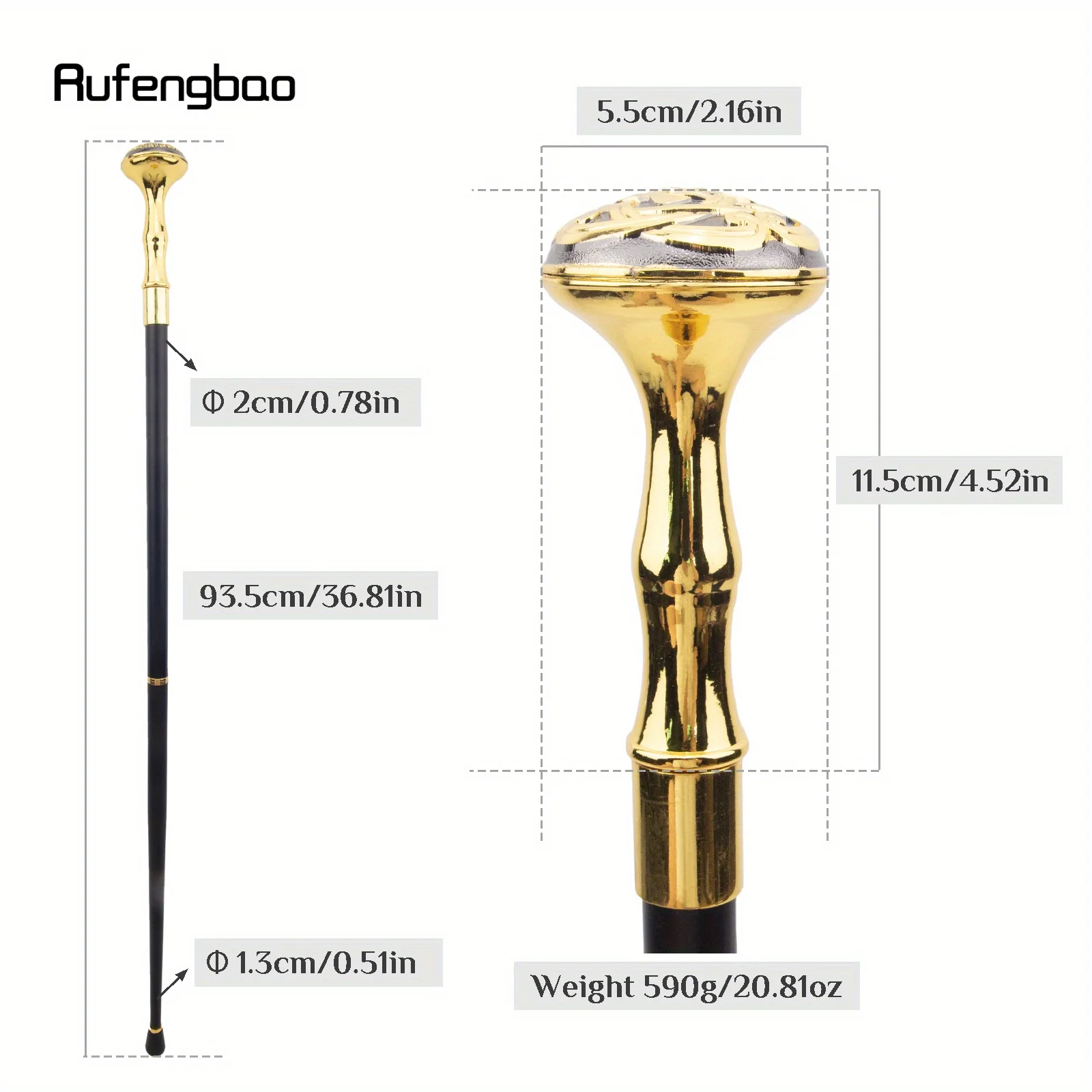 Circular Ring Totem Relief Walking Cane Fashion Walking Stick Gentleman Crosier Knob Walking Stick Performance Stage Cane 93cm