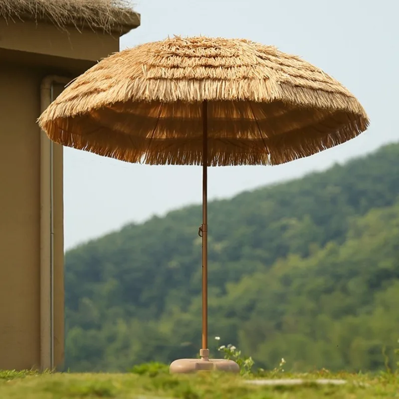 

Foldable Sunshade Umbrella Plastic Straw Shape Courtyard Portable Beach Luxury Creative Modern Groot Umbrellas Outdoor Furniture