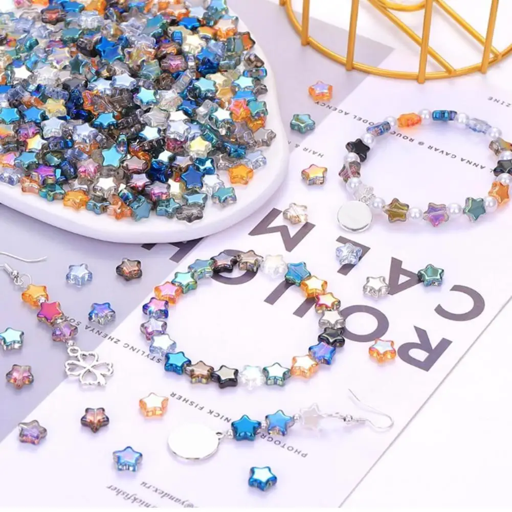 Wysokiej szkło wysokiej jakości gwiazda koralik do rękodzieła Diy gwiazdka gwiazda koralik biżuteria z koralików dostarcza kolorowe szklane gwiazda koralik s wszechstronne tworzenie biżuterii Diy