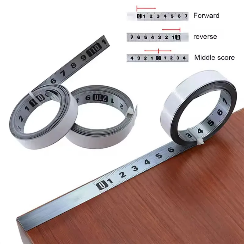 Selbstklebendes Maßband, Stahlband, Lineal, metrische Skala, 1–5 m Länge, für T-Track-Router, Tischkreissäge, Haushaltsmesswerkzeuge