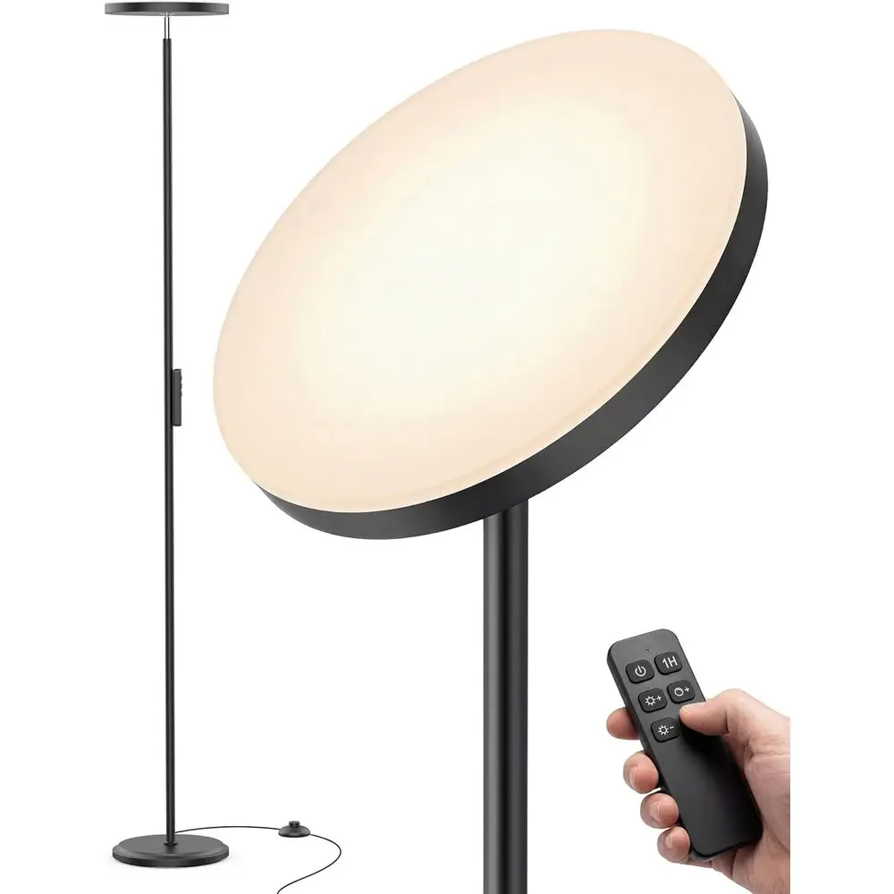 

69 Tall LED Floor Lamp, 2800 Lumens, Remote & Foot Switch, 2700-6500K Dimming, Ideal for Living Room & Bedroom