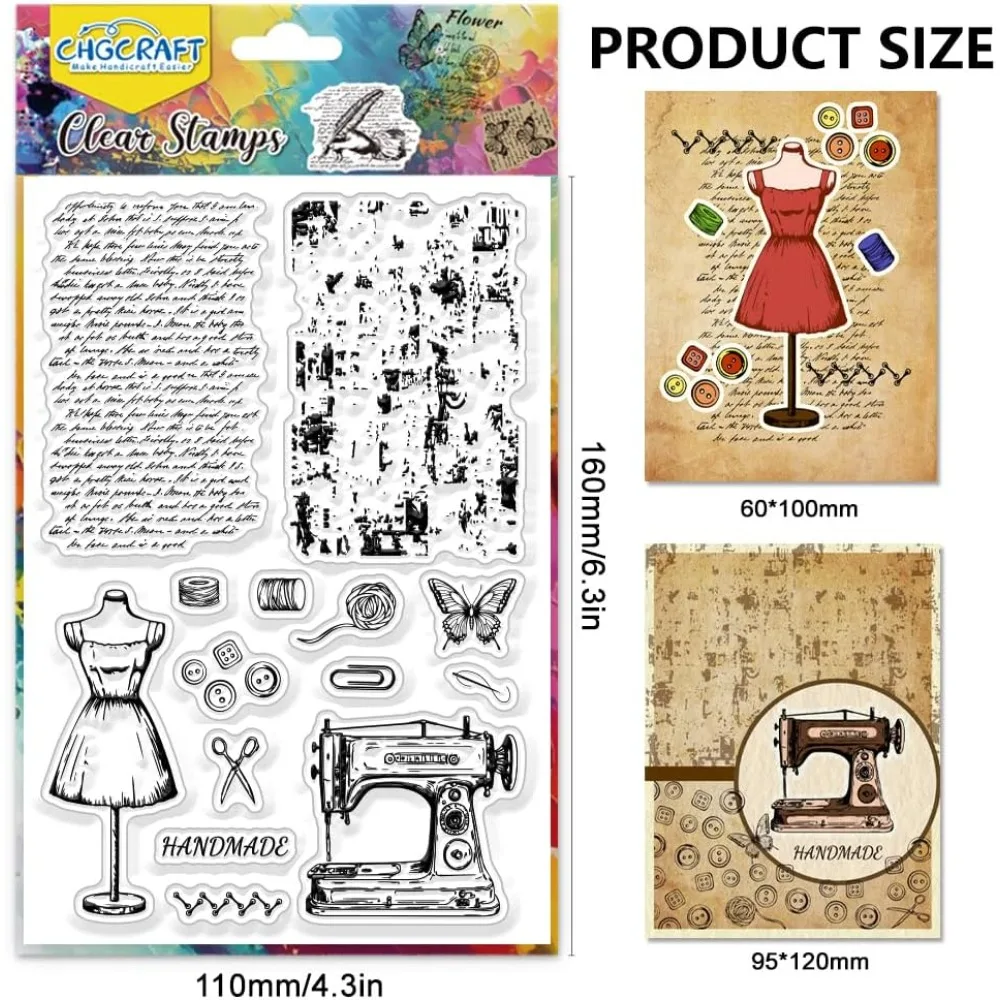 خمر الخياطة النص واضح Stamps المعرضة ماكينة خياطة شفافة سيليكون Stamps واضح ختم الأختام سيليكون Stamps للبطاقة