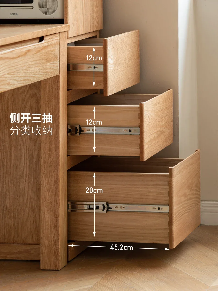 solid wood high bookcase, crevice storage, floor-to-ceiling storage, narrow cabinet, small apartment side drawing cabinet