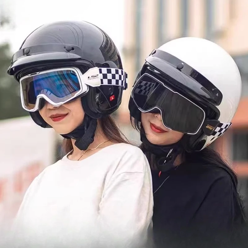 

Мотоциклетные полушлемы Four Seasons для мужчин и женщин, шлем для езды на мотоцикле, ретро-шлем для мотокросса, защитный шлем от падений