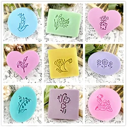 Tulip Lotus Bellflower Morning Glory Pattern Soap Stamp Flower Series Transparent With Handle Chapter For Soap Making Seal