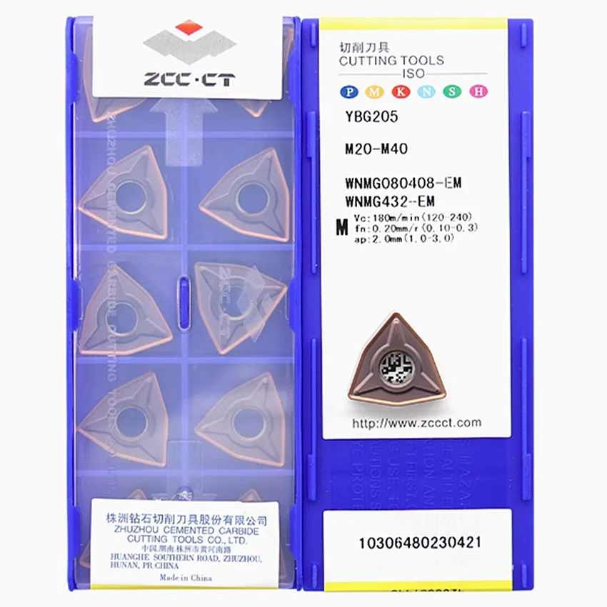 

WNMG080404-EF YBG205/WNMG080408-EF YBG205/WNMG080404-EM YBG205/WNMG080408-EM YBG205 ZCC.CT CNC carbide turning inserts 10pcs/box