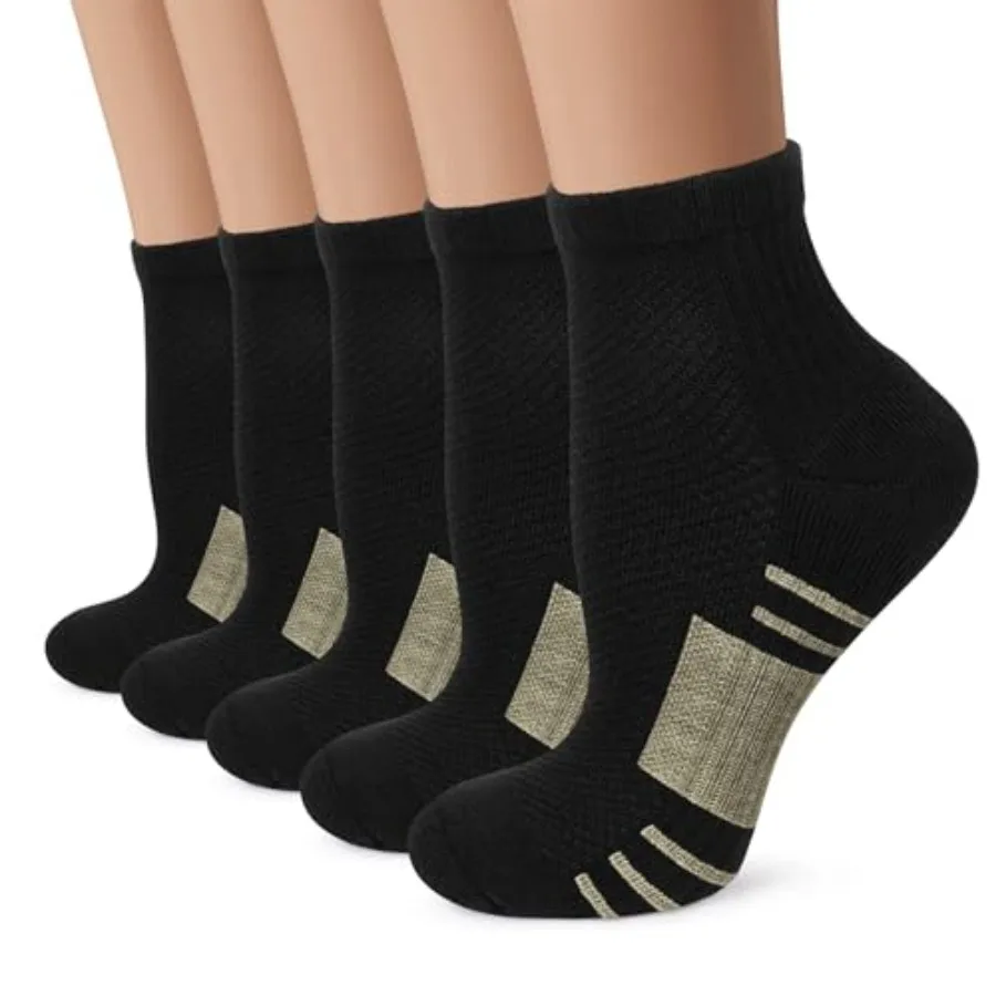 

Copper Ankle Compression Socks - Low Cut Arch Support Socks for Men and Women, Running, Nurses, Plantar Fasciitis Socks