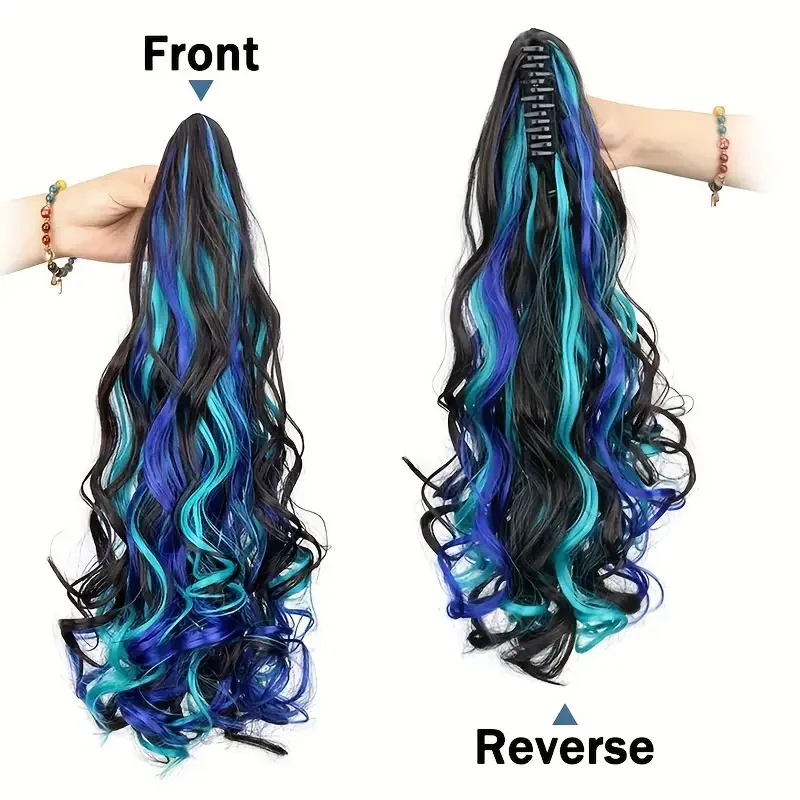 شعر مستعار سيدة عالية ذيل حصان كبير مخلب كليب ملون أومبير مجعد الاصطناعية عالية ذيل حصان ملون جديلة شعر مستعار الملحقات