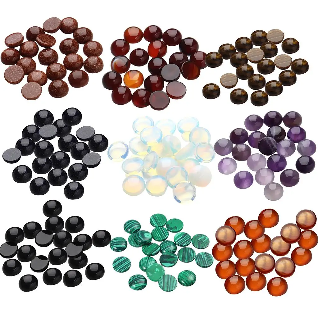 

20Pcs Gemstone Flatback Cabochon Beads for Handmade Jewelry Making Craft 8mm