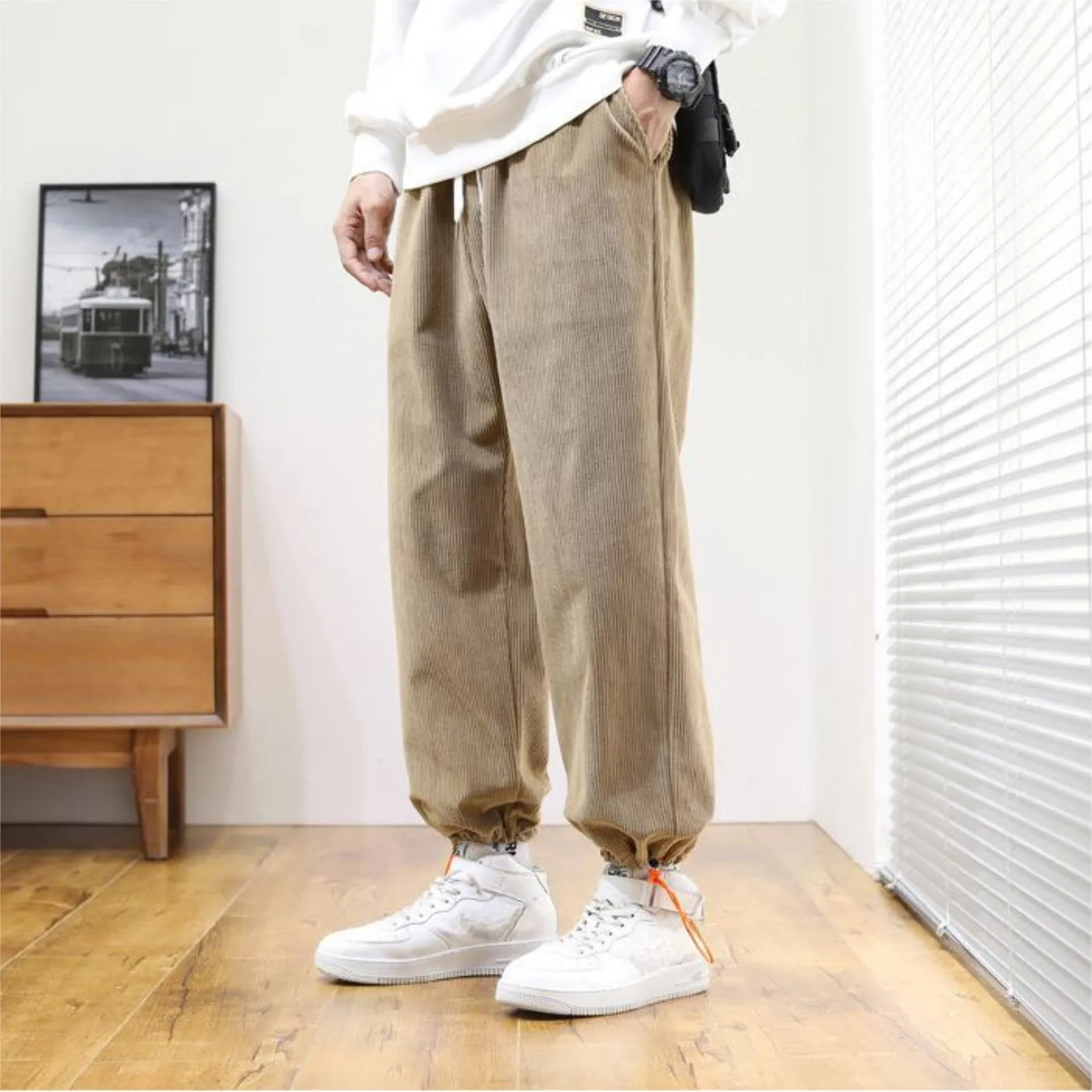 Men Spring And Summer Pant Casual All Solid Color Painting Cotton Linen Loose Trouser Fashion Beach Pockets Pant