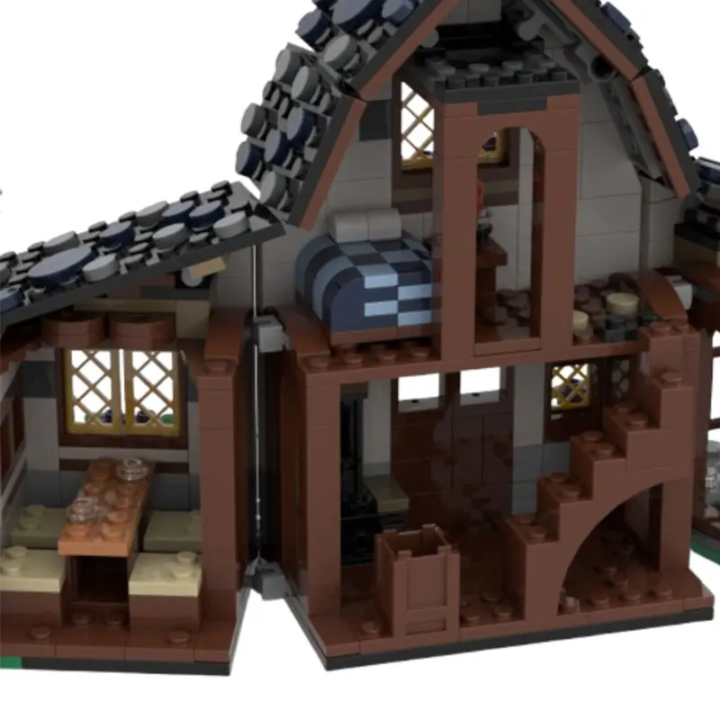Spot MOC-221183 585pcs Medieval Cun House DIY Small Particle Assembly Building Blocks Educational Toy Model Gift Set Ornaments
