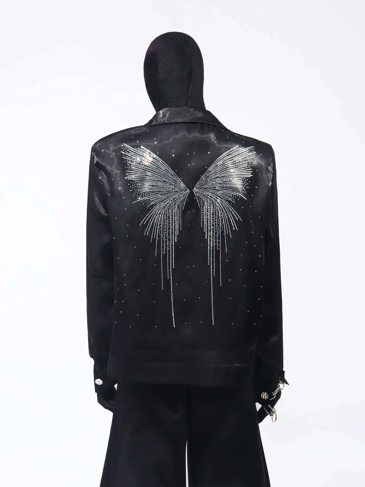 2025 Fashion Trend Korean Version Heavy Craft Rhinestone Butterfly Long Sleeve Jacket Men Loose Fashion High-end Coat