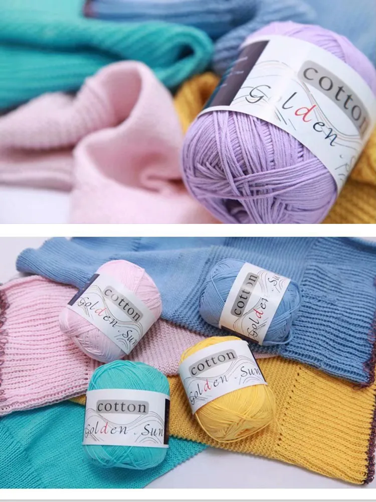 1Pcs 50g Natural 100% Cotton Soft Baby Knitting Yarn Anti-Pilling for Hand Knitting Crochet Yarn