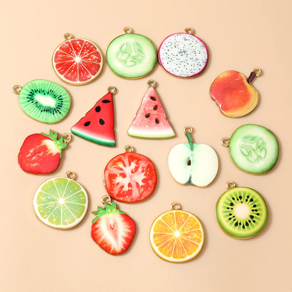 Leslie 20 Stück Charms Frucht Wassermelone Apfel Erdbeere Zitrone Anhänger für DIY-Bastelarbeiten Handgemachter Modeschmuck – Detail 6