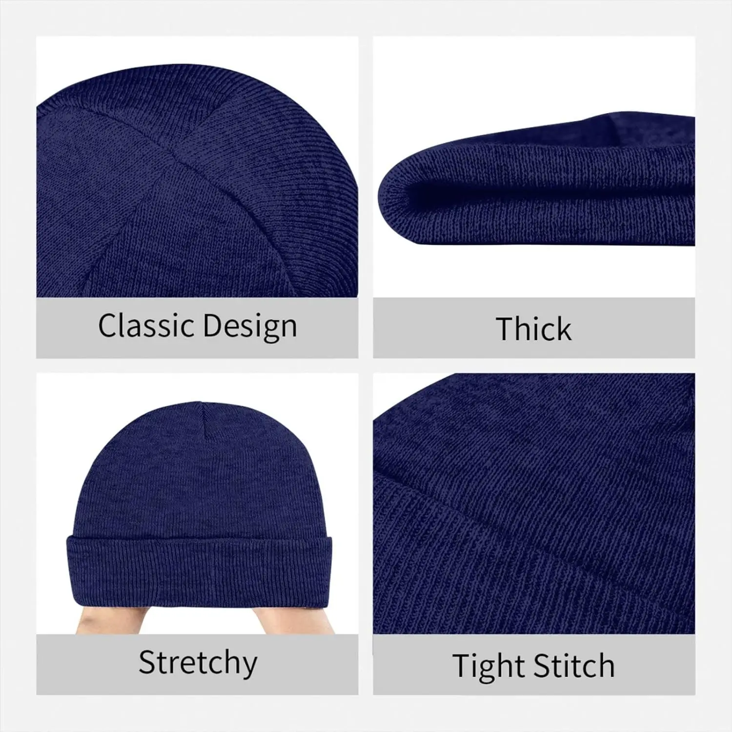 Beanie for Men Winter Hats for Women Knit Hat Meat Slices Pattern Beanie Soft Warm Cuffed Caps Stylish Watch Cap Black Beanie