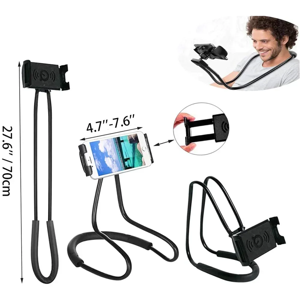 Hals-Handyhalter, Flexibler Hängehalter für Bett, Freihändiger Handyständer mit Komfortpolster für Reisen, Zuhause und Büro – Detail 4