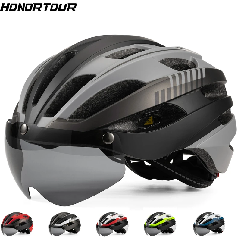 HONORTOUR New Adult Cycling Helmet One-piece Ultra-light Breathable Men\'s and Women\'s Outdoor MTB Bicycle Helmet With Goggles