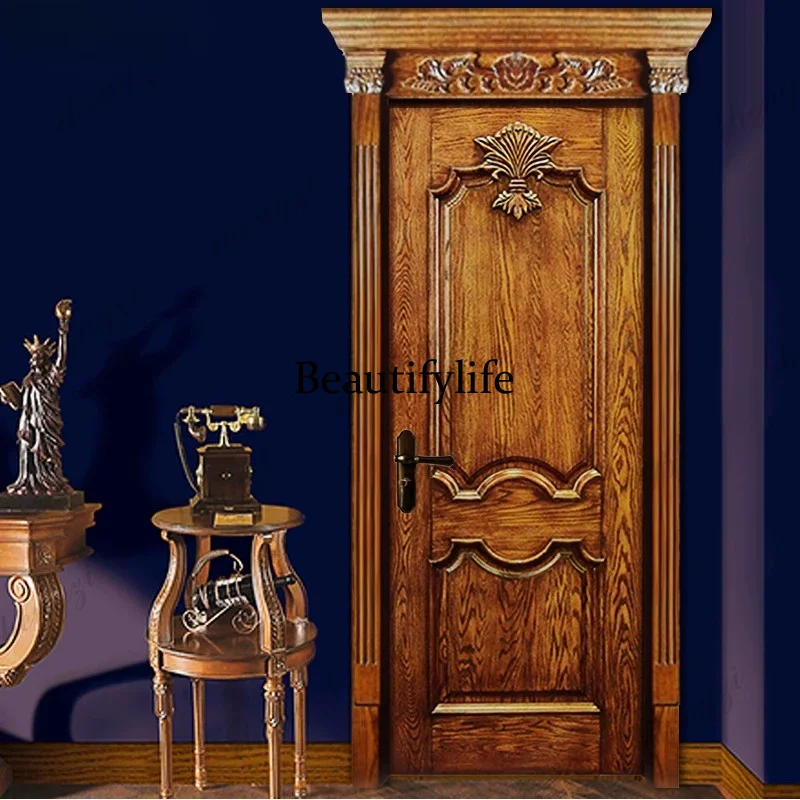American retro interior suite bedroom European open paint installation custom casement multi-layer knuckle solid wood door