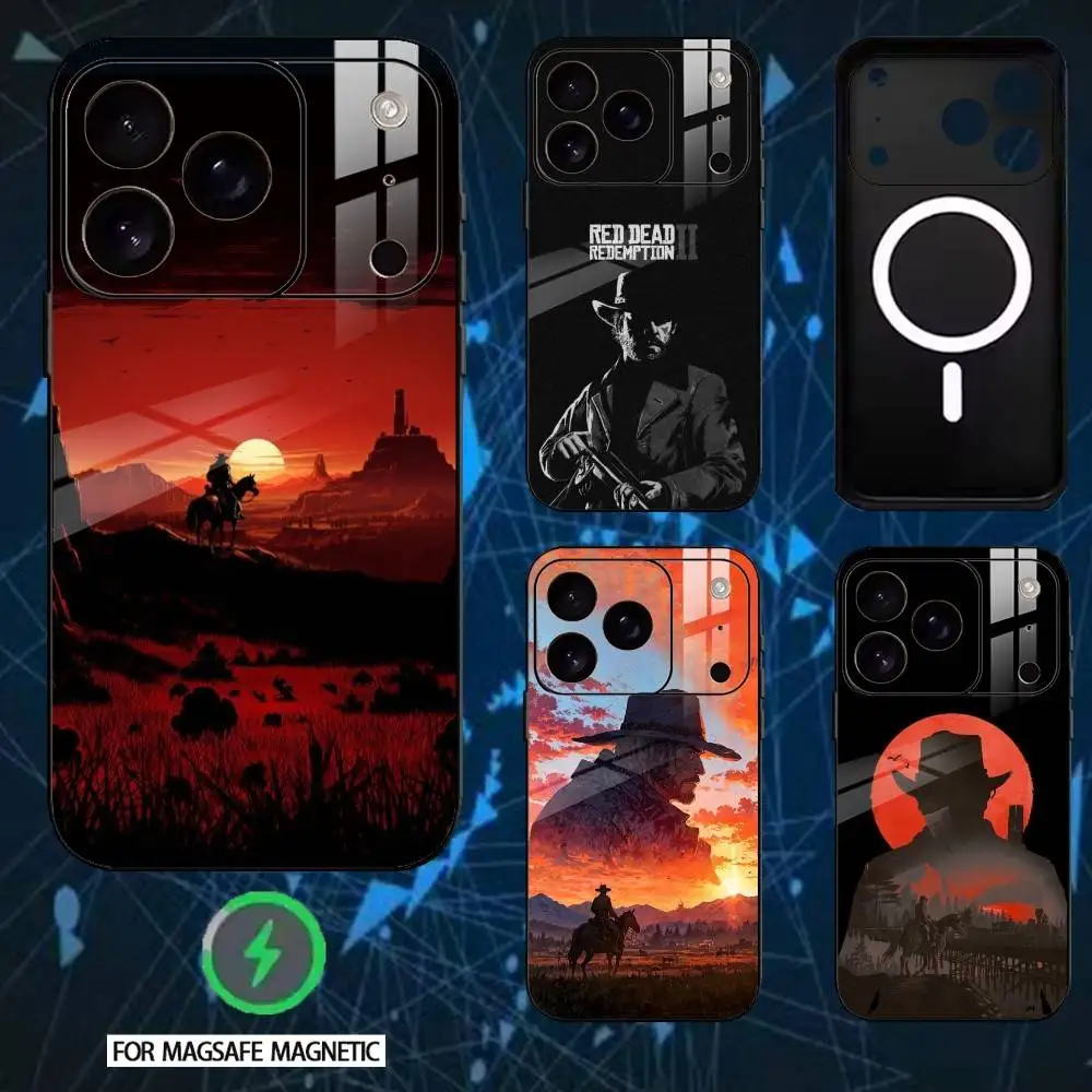 

Game Red Dead R-Redemption Phone Case For iPhone 17 16 15 14 13 12 Pro Max Plus for Mirror Wireless Magnetic Cover