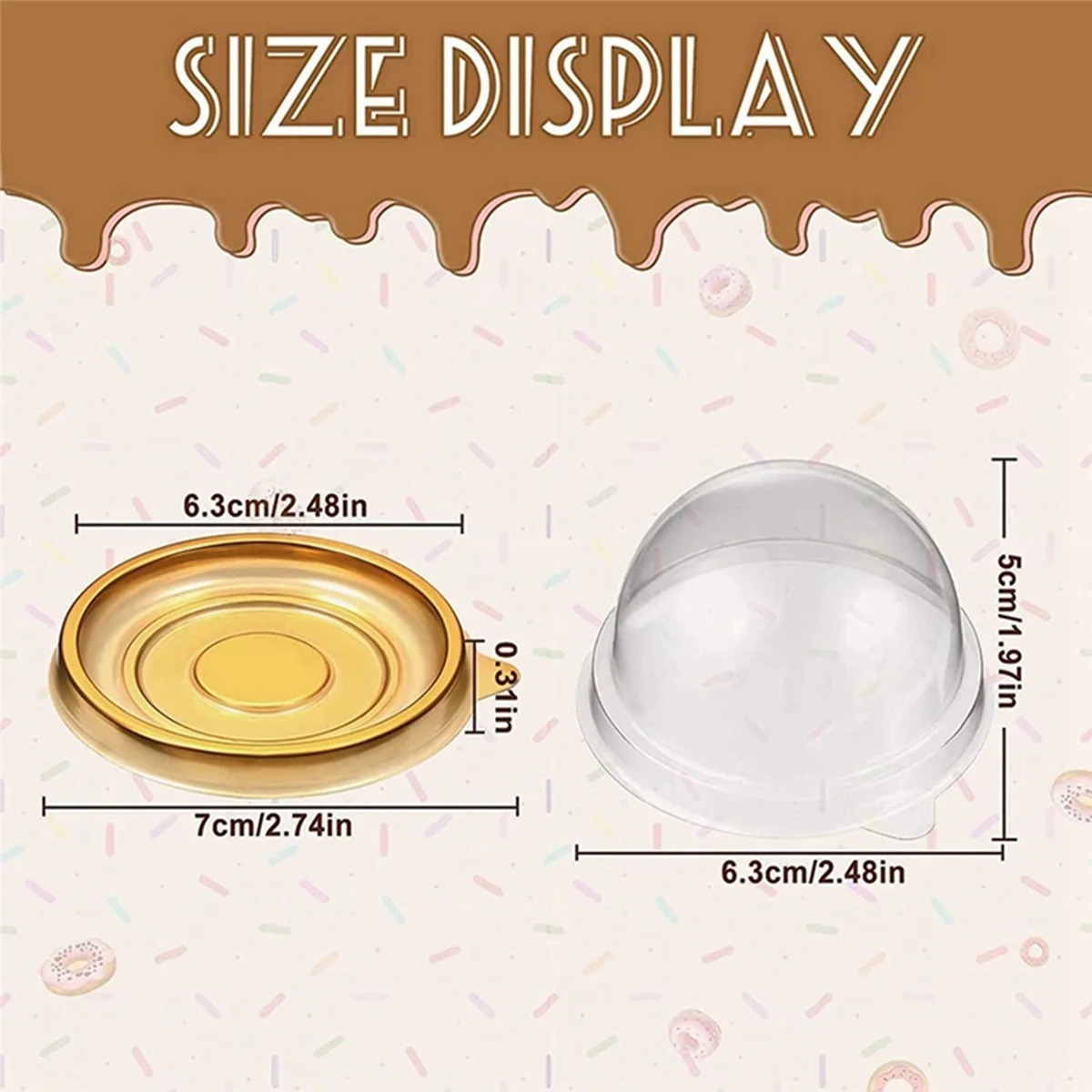 200Pcs Clear Plastic Mini Cupcake Boxes Muffin Pod Dome Muffin Cake Container Box Individual Cupcake Dessert Container