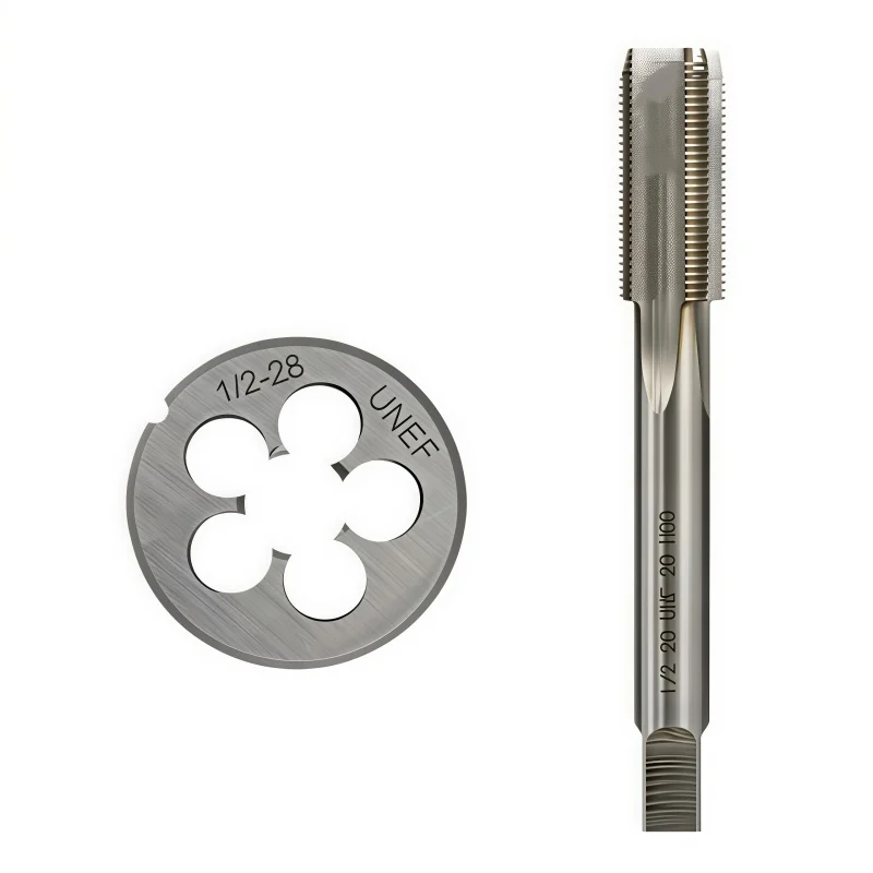 2-Piece Left Hand American Tap Die Set 1/4, 5/16, 3/8, 7/16, 5/8, 3/4, 1 for Machine Tool Internal and External Thread Tapping