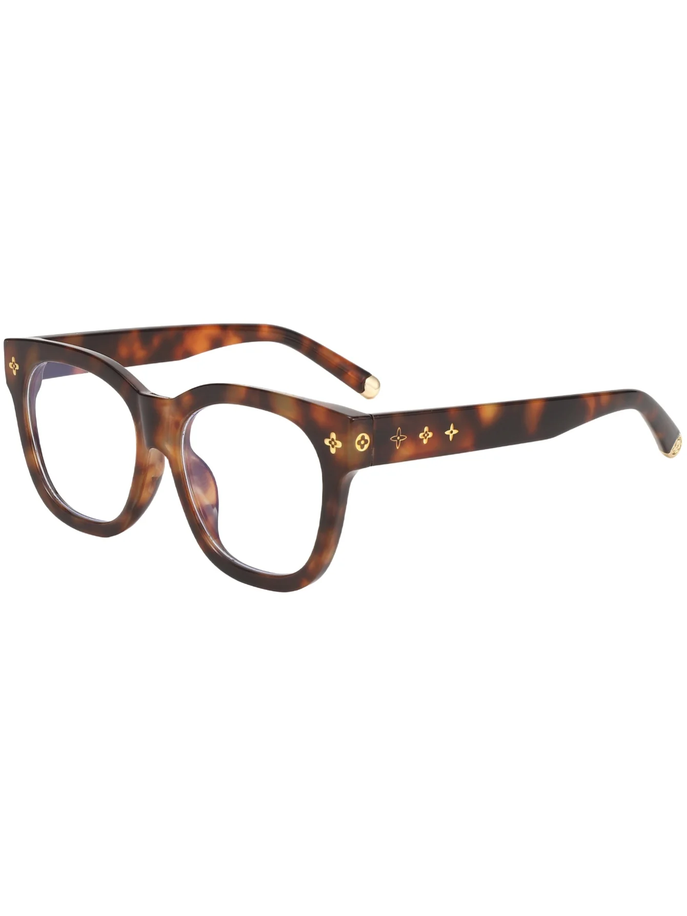New retro box tortoise shell color glasses frame face-lifting fashion slim flat mirror blue glasses. image 3