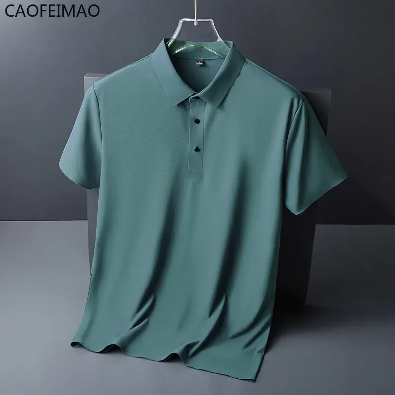 Large Size 8xl 7xl Summer Men Polo Shirts Ice Silk Short-sleeved Tee Breathable Cool Quick-dry Nylon Polos Golf T Shirts Male