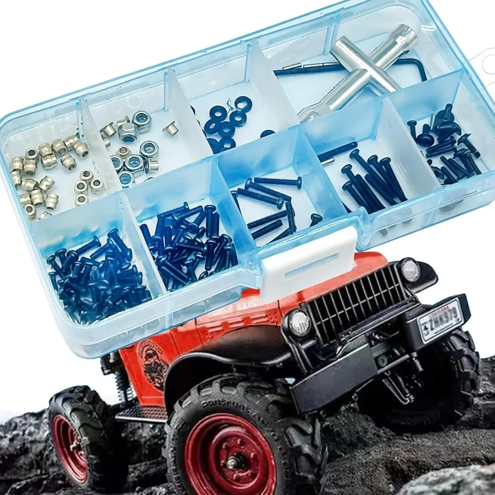 Universal M1.6 M2 RC Screw Kit Screws Assortment Set Fastener Wrench Repair Tools Compatible with FMS 1/18 1/24 Series FCX24 Adv